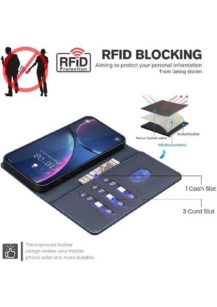 Xiaomi Redmi Not 13 Için Flip Case 4g Cüzdan Pu Deri Manyetik Kart Rfıd (Yurt Dışından)