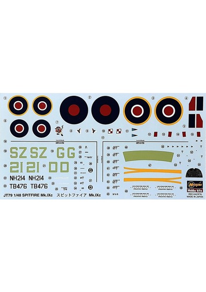 JT79 9079 1/48 Ölçek, Spitfire Mk.ıxc, Savaş Uçağı Plastik Model Kiti