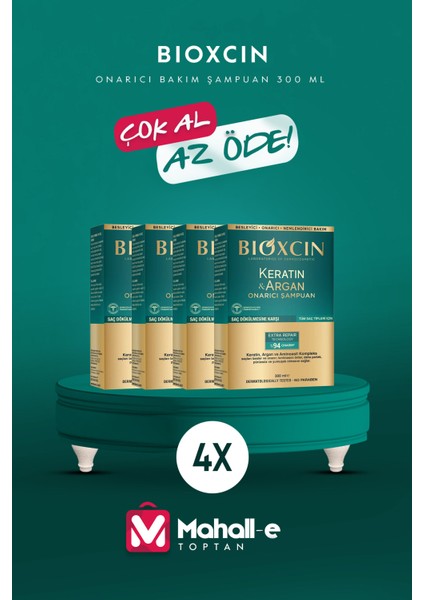 Keratin & Argan Onarıcı Bakım Şampuan 300 ml - Yıpranmış ve Hassas Saçlar 4'lü