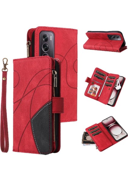 Oppo Oppo 12 Pro 5g Dokuz Kart Yuvaları Iki Renkli Dikiş Kickstand Için Kılıf (Yurt Dışından)