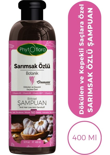 Tuzsuz Yağlı ve Dökülen ve Kepekli Saçlara Özel Sarımsak Özlü Bitkisel Şampuan 400 ml