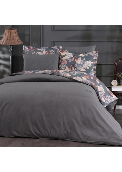 Home Premium Comfort Çift Kişilik Nevresim Takımı 6 Parça-Gri