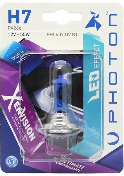 H7 12V 55W Beyaz Xen Vision Tekli Blister Ampul