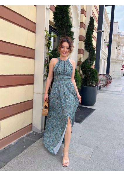 Mabel Sırt Dekolteli Uzun Elbise
