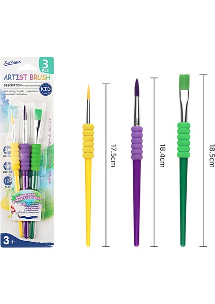 3 Adet Naylon Saç Fırçaları Seti Guaj Suluboya Fırçaları Plastik Çubuk Çocuk Grafiti Çizim Fırçaları Sanat Boyama Malzemeleri (Yurt Dışından)