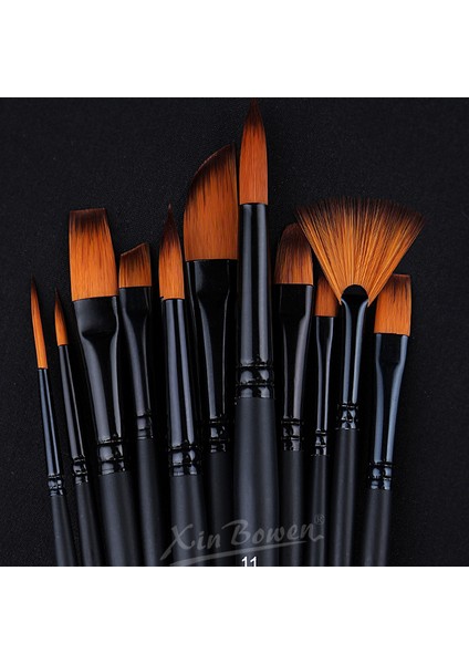 12 Adet Naylon Saç Fırçaları Seti Öğrenci Boyama Suluboya Yağlı Boya Fırçaları Sanat Boyama Malzemeleri Pigment Fırçaları (Yurt Dışından)
