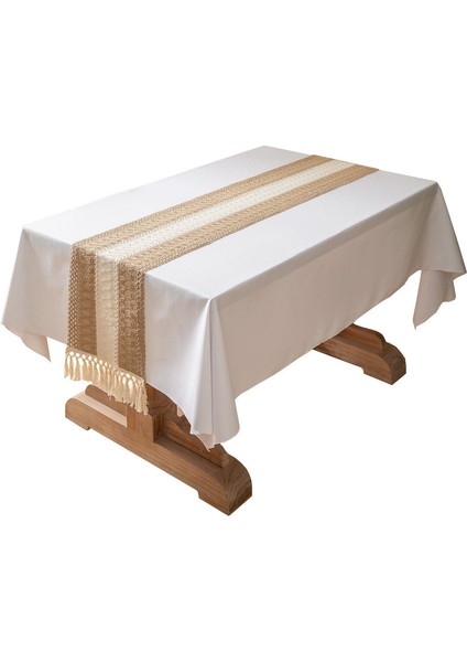 Çizgili Keten Kumaş 30X120CM Runner Masa Örtüsü (Yurt Dışından)