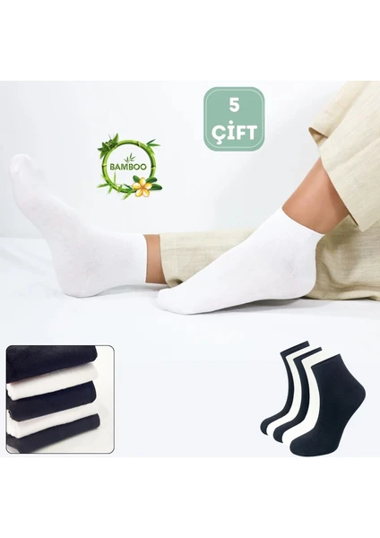 Kral Socks Kadın Kaliteli Bambu Patik Çorap (5 Adet) Dikişsiz Görünmez Parfümlü Kısa Model Çorap