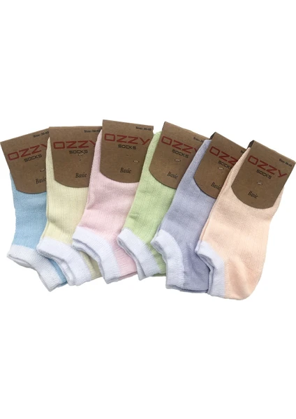 Ozzy Socks 6 Çift Pamuklu Kadın Patik Çorap Yazlık Dayanıklı Topuk ve Burun Soft Renkler