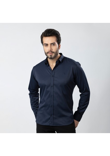 Erkek Uzun Kol Gömlek Slimfit Likralı Kumaş PA-179