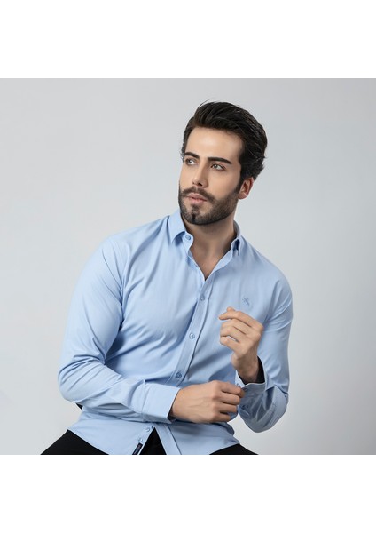 Erkek Uzun Kol Gömlek Slimfit Likralı Kumaş PA-179