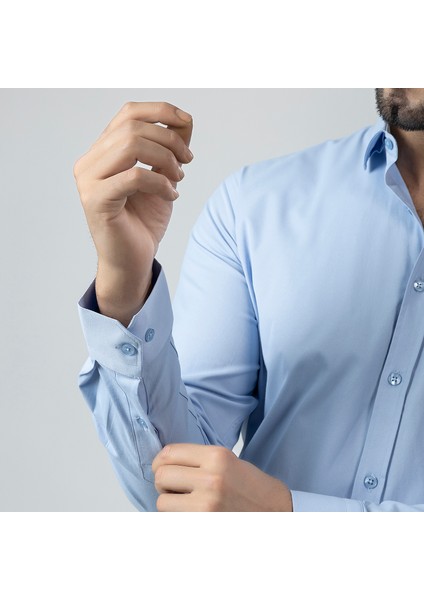 Erkek Uzun Kol Gömlek Slimfit Likralı Kumaş PA-179 fırsatları