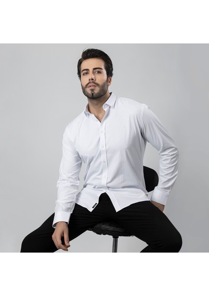Erkek Uzun Kol Gömlek Slimfit Likralı Kumaş PA-179 indirimleri