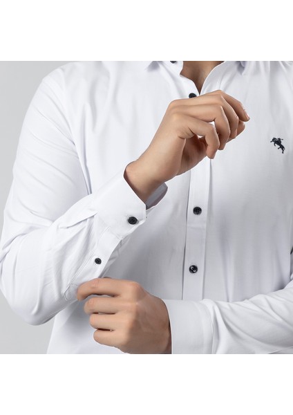 Erkek Uzun Kol Gömlek Slimfit Likralı Kumaş PA-179 fırsatları