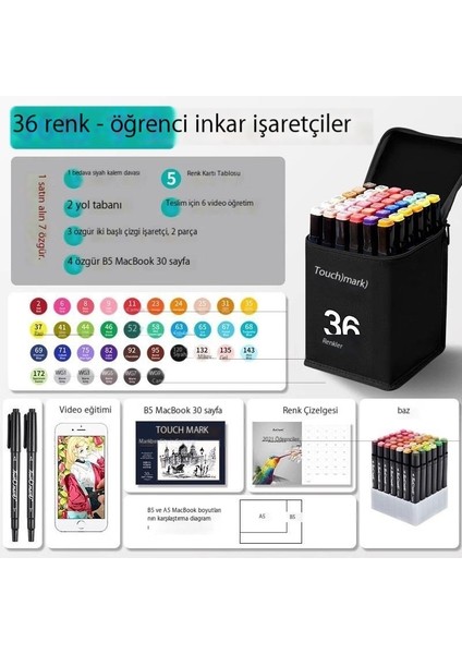 Çocuk Marker Seti 36 Renk Alkol Yağlı Öğrenci Sanat Marker (Yurt Dışından)