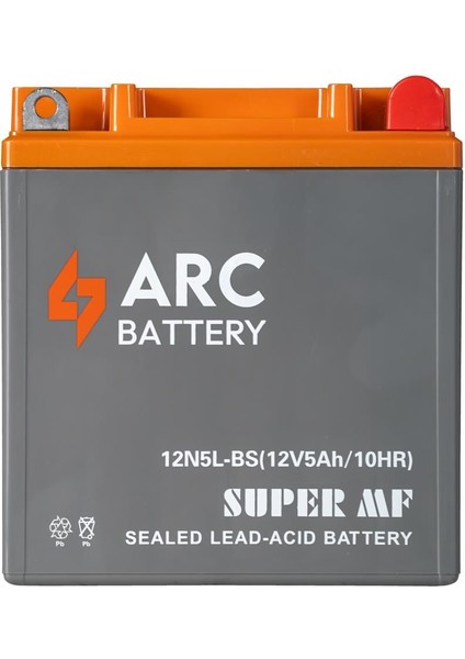 12 Volt 5 Amper Dikey Motosiklet Aküsü (Üretim Tarihi: 2024)