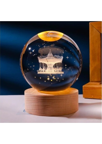 Mr Çocuklar Için 3D Kristal Cam Küre, Ahşap Soketli Gece Lambası,led, Gece Lambası,harika Bir Hediye Hediyelik Masa Lambası