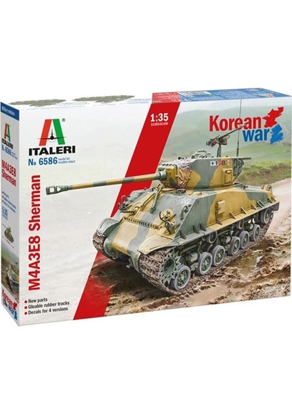 6586S 1/35 M4A3E8 Sherman ( Kore Savaşı ) Tank Demonte Plastik Maketi