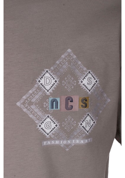 Erkek Tişört Bisiklet Yaka Açık Haki Slim Fit Baskılı T-Shirt Ncs Jeans 1297 indirimleri
