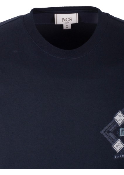 Erkek Tişört Bisiklet Yaka Lacivert Slim Fit Baskılı T-Shirt Ncs Jeans 1297 indirimleri