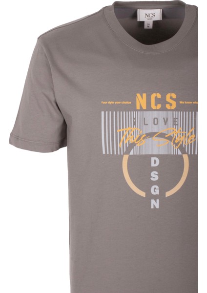 Erkek Tişört Bisiklet Yaka Slim Fit Açık Haki %100 Pamuk Baskılı T-Shirt Ncs Jeans 1300 fırsatları