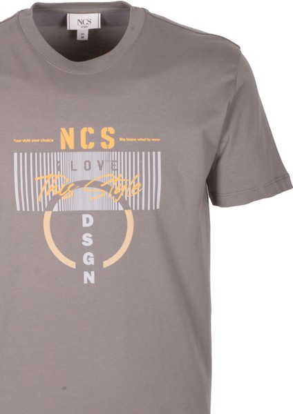 Erkek Tişört Bisiklet Yaka Slim Fit Açık Haki %100 Pamuk Baskılı T-Shirt Ncs Jeans 1300 fiyatları