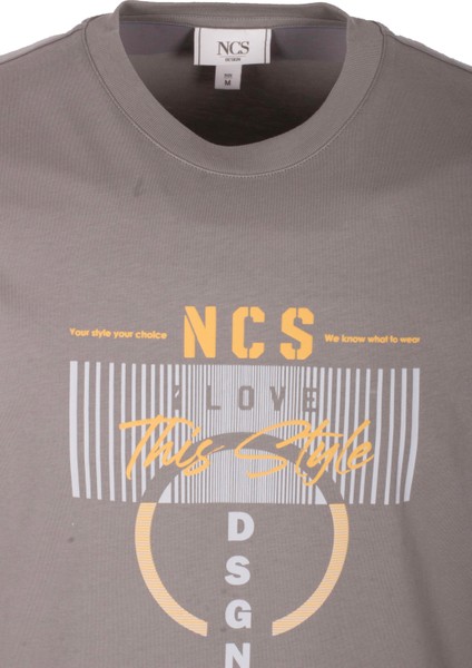 Erkek Tişört Bisiklet Yaka Slim Fit Açık Haki %100 Pamuk Baskılı T-Shirt Ncs Jeans 1300 indirimleri