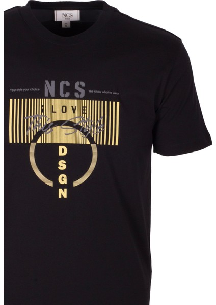 Erkek Tişört Bisiklet Yaka Slim Fit Siyah %100 Pamuk Baskılı T-Shirt Ncs Jeans 1300 fiyatları
