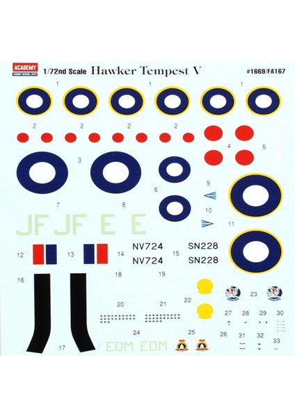 12466 1/72 Ölçek, Hawker Tempest V Royal Airforce Ak Savaş Uçağı, Plastik Model Kiti