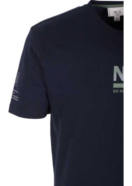 Erkek Tişört Bisiklet Yaka Lacivert Slim Fit Baskılı T-Shirt Ncs Jeans 1296 modelleri