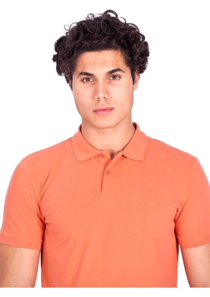 Erkek Polo Yaka Tişört Somon %100 Pamuk Slim Fit Polo T-Shirt Ncs Jeans 1055 fiyatları