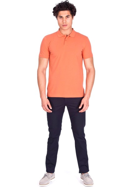 Erkek Polo Yaka Tişört Somon %100 Pamuk Slim Fit Polo T-Shirt Ncs Jeans 1055 modelleri