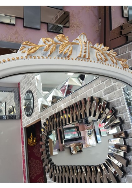 Matmazel White Gold Model Beyaz Altın Renk Dekoratif Ayaklı Boy Aynası