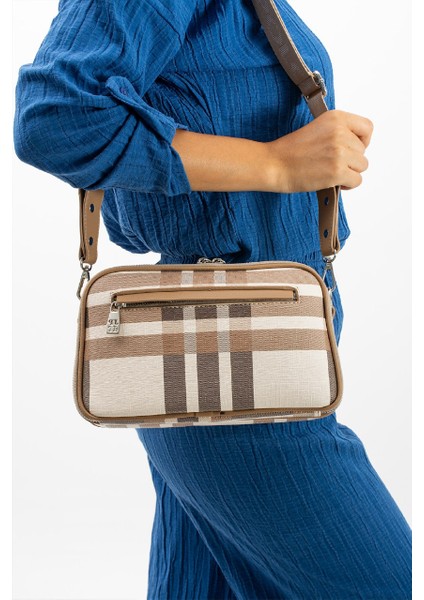 Kadın Ekose Desen 5 Bölmeli Uzun Askılı Omuz ÇANTASI-9001 fiyatları