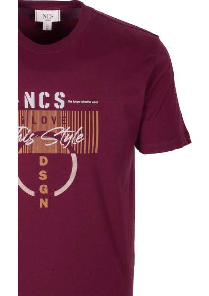 Erkek Tişört Bisiklet Yaka Slim Fit Bordo %100 Pamuk Baskılı T-Shirt Ncs Jeans 1300 fiyatları