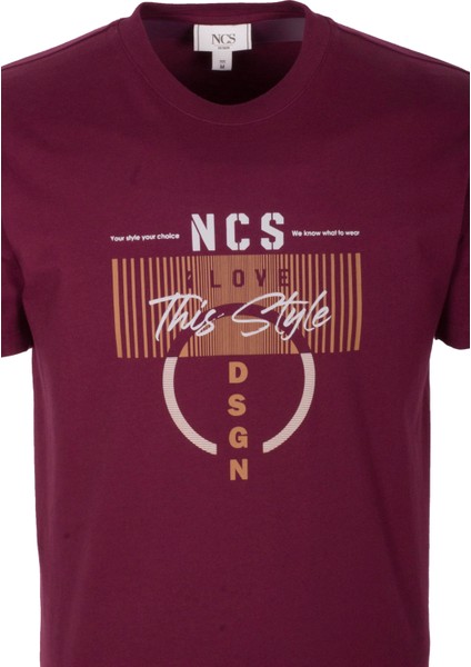 Erkek Tişört Bisiklet Yaka Slim Fit Bordo %100 Pamuk Baskılı T-Shirt Ncs Jeans 1300 fırsatları