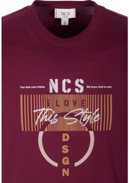 Erkek Tişört Bisiklet Yaka Slim Fit Bordo %100 Pamuk Baskılı T-Shirt Ncs Jeans 1300 indirimleri