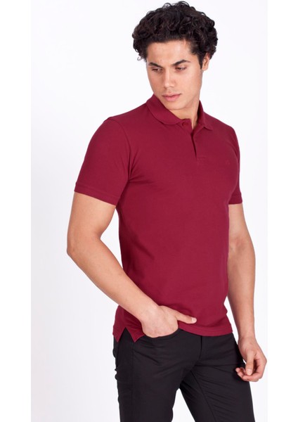 Erkek Polo Yaka Tişört Bordo %100 Pamuk Slim Fit Polo T-Shirt Ncs Jeans 1055 fiyatları