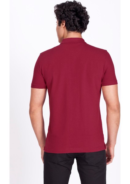 Erkek Polo Yaka Tişört Bordo %100 Pamuk Slim Fit Polo T-Shirt Ncs Jeans 1055 modelleri