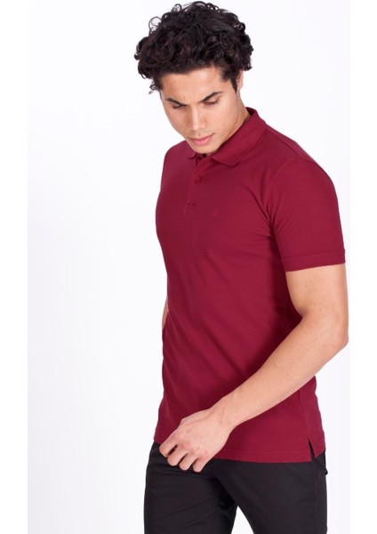 Erkek Polo Yaka Tişört Bordo %100 Pamuk Slim Fit Polo T-Shirt Ncs Jeans 1055 indirimleri