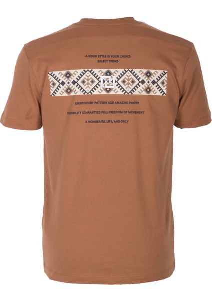 Erkek Tişört Bisiklet Yaka Camel %100 Pamuk Slim Fit Göğüs ve Sırt Baskılı T-Shirt Ncs Jeans 1299 indirimleri