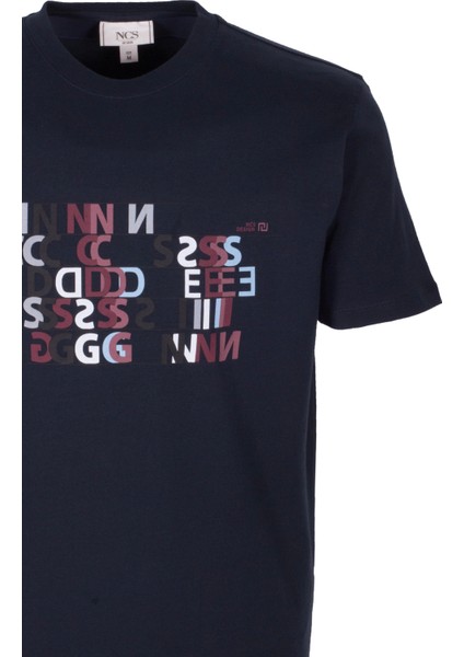Erkek Tişört Bisiklet Yaka Lacivert Slim Fit Baskılı T-Shirt Ncs Jeans 1295 modelleri