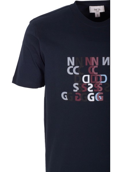 Erkek Tişört Bisiklet Yaka Lacivert Slim Fit Baskılı T-Shirt Ncs Jeans 1295 fırsatları