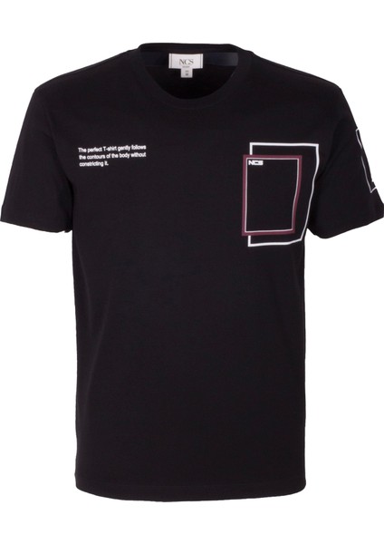 Erkek Tişört Bisiklet Yaka Slim Fit Baskılı T-Shirt Ncs Jeans 1292