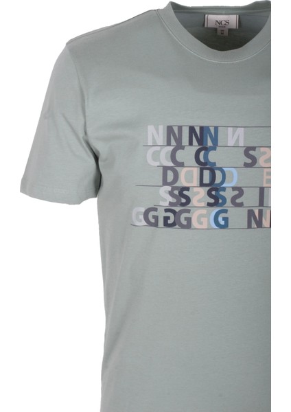 Erkek Tişört Bisiklet Yaka Açık Yeşil Slim Fit Baskılı T-Shirt Ncs Jeans 1295 modelleri