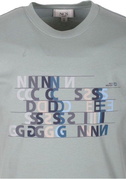 Erkek Tişört Bisiklet Yaka Açık Yeşil Slim Fit Baskılı T-Shirt Ncs Jeans 1295 indirimleri