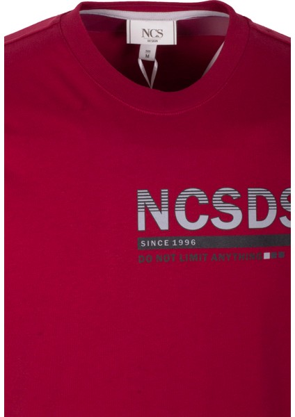 Erkek Tişört Bisiklet Yaka Bordo Slim Fit Baskılı T-Shirt Ncs Jeans 1296 modelleri