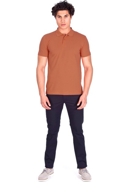 Erkek Polo Yaka Tişört Tarçın %100 Pamuk Slim Fit Polo T-Shirt Ncs Jeans 1055