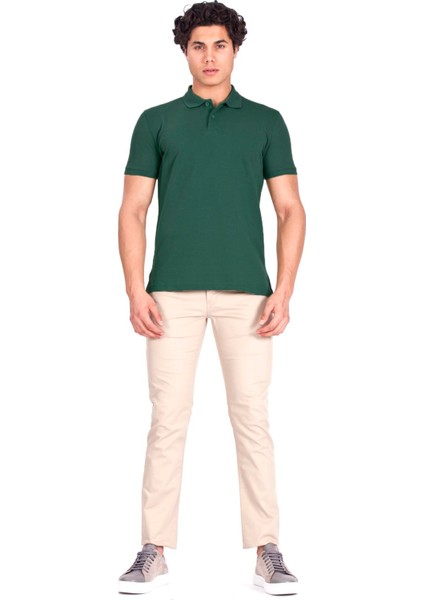 Erkek Polo Yaka Tişört Yeşil %100 Pamuk Slim Fit Polo T-Shirt Ncs Jeans 1055 fiyatları