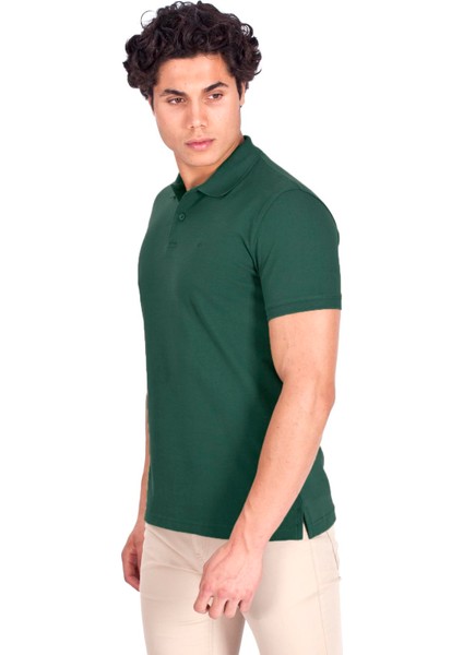 Erkek Polo Yaka Tişört Yeşil %100 Pamuk Slim Fit Polo T-Shirt Ncs Jeans 1055 modelleri
